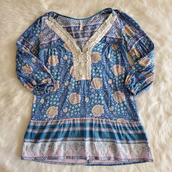 Free People Sweet Poland Boho Peasant Tunic Top XS - Picture 6 of 16